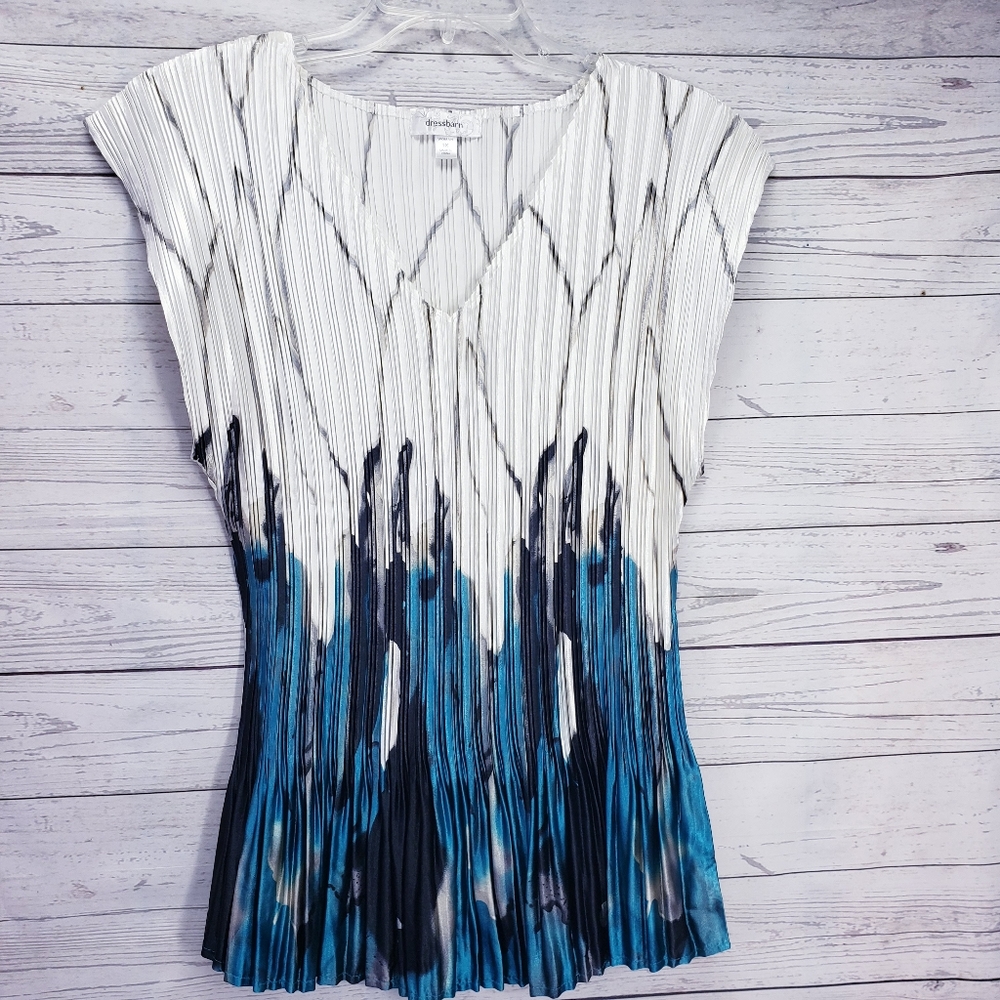 Dressbarn Blouse Pleated Multicolor Satin